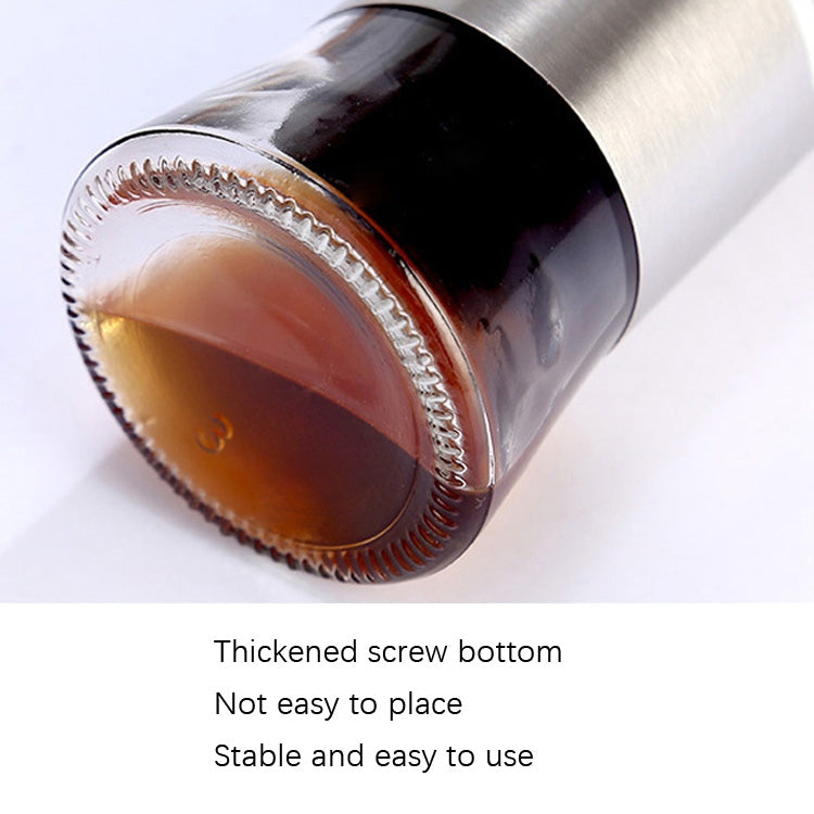 Stainless Steel Glass Oil Bottle Kitchen Pressed Seasoning Bottle, Capacity: 300ml