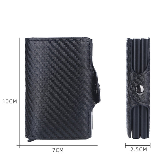Baellerry K9172 RFID Double Aluminum Box Card Holder Automatic Pop-up Card Holder(Black)