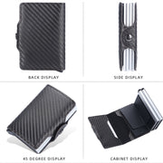 Baellerry K9172 RFID Double Aluminum Box Card Holder Automatic Pop-up Card Holder(Black)