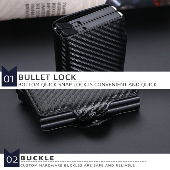 Baellerry K9172 RFID Double Aluminum Box Card Holder Automatic Pop-up Card Holder(Black)