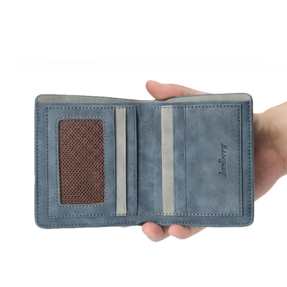 Baellerry BLR1152 Men Short Wallet Vintage Frosted Two Fold Wallet(Coffee Vertical)