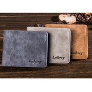 Baellerry BLR1152 Men Short Wallet Vintage Frosted Two Fold Wallet(Gray Horizontal)