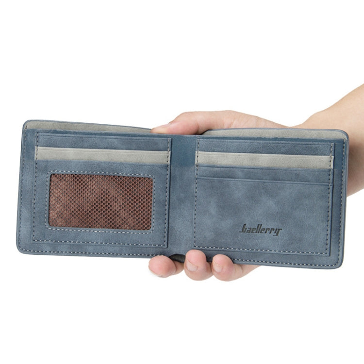 Baellerry BLR1152 Men Short Wallet Vintage Frosted Two Fold Wallet(Gray Horizontal)