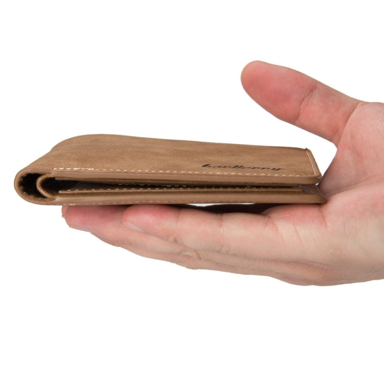 Baellerry BLR1152 Men Short Wallet Vintage Frosted Two Fold Wallet(Coffee Vertical)