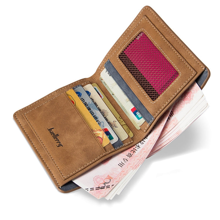 Baellerry BLR1152 Men Short Wallet Vintage Frosted Two Fold Wallet(Coffee Horizontal)