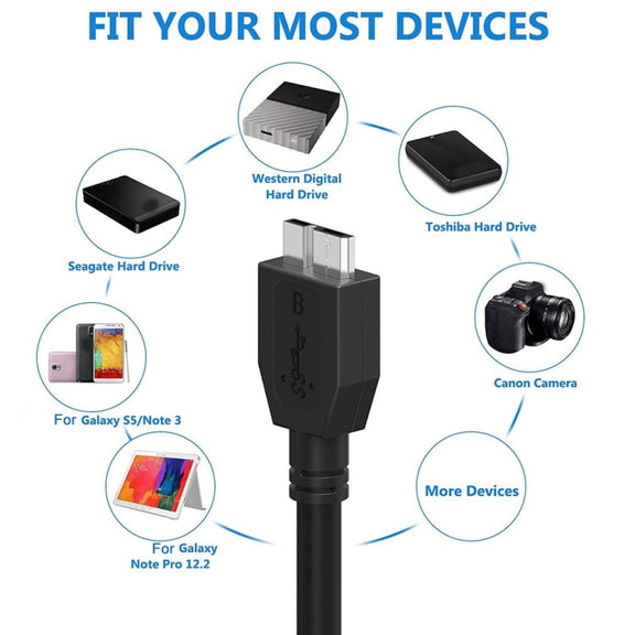 USB 3.0 Male To Micro USB HDD Data Cord For External Mobile HDD,Cable Length:1.8m(Black)