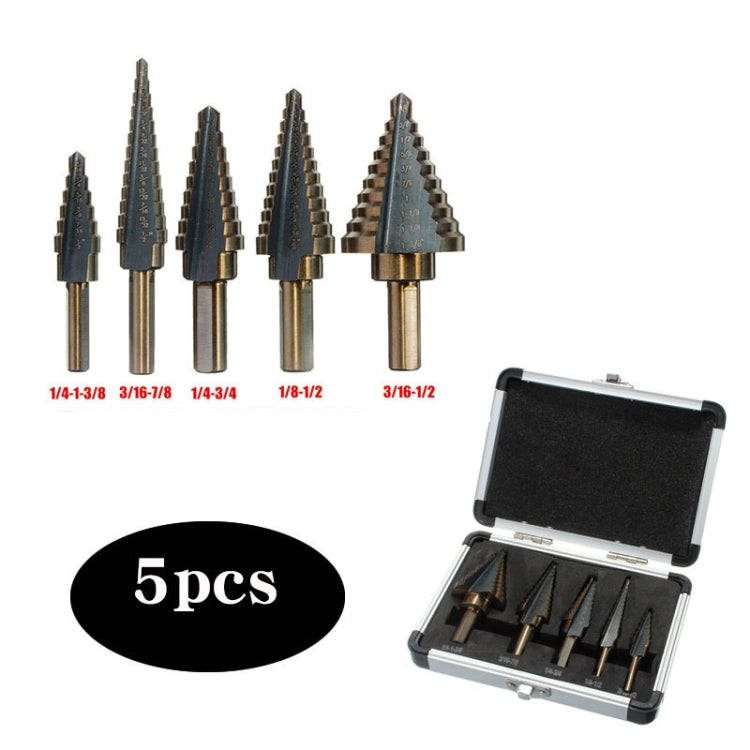 Pagoda Drill Bit High Speed Steel Opener Triangle Handle Stairs Drill Bit(5 In 1 Boxed)