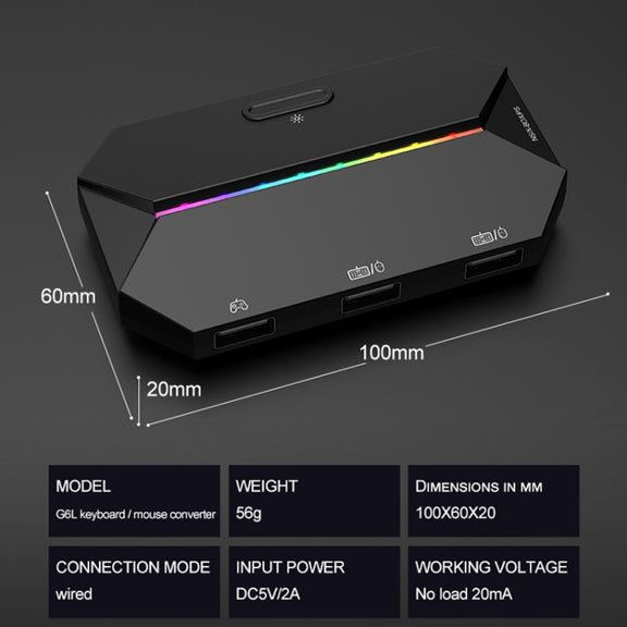 ZIYOU LANG G6L Gamepad To Keyboard Mouse Converter For Nintendo Switch / Xbox / PS4,Specification: Host + K15 + V1 + Red Pad