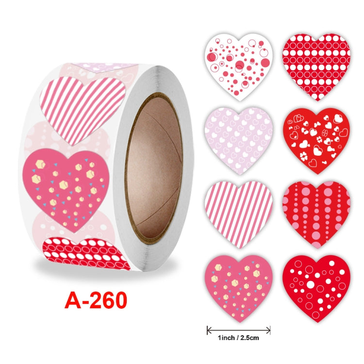 Roll Pack Valentine Day Heart Love Sticker Self-adhesive Label, Size: 2.5cm / 1 Inch(A-260)