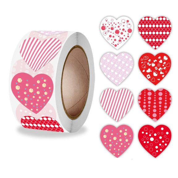 Roll Pack Valentine Day Heart Love Sticker Self-adhesive Label, Size: 2.5cm / 1 Inch(A-260)