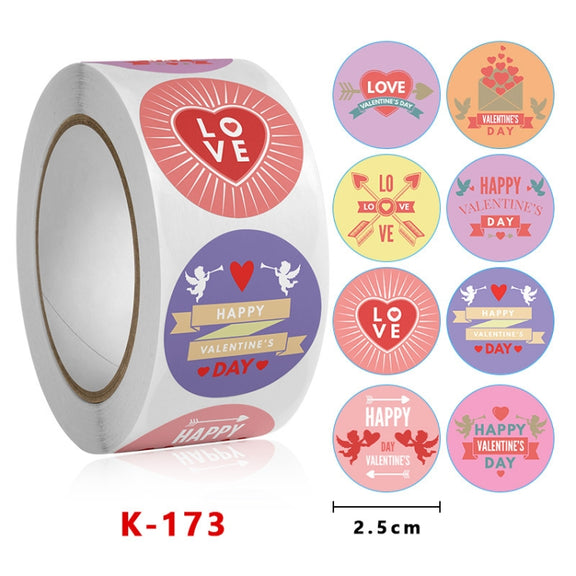 Roll Pack Valentine Day Heart Love Sticker Self-adhesive Label, Size: 2.5cm / 1 Inch(K-173)