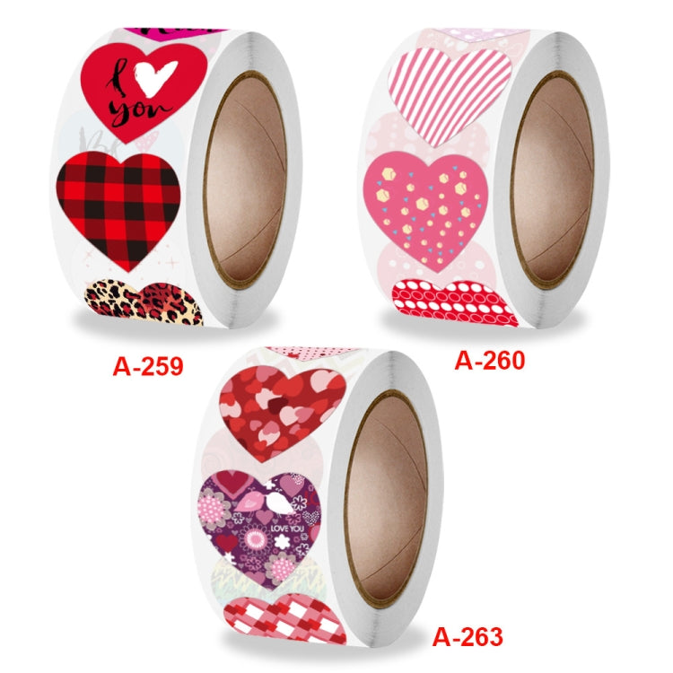 Roll Pack Valentine Day Heart Love Sticker Self-adhesive Label, Size: 2.5cm / 1 Inch(A-260)