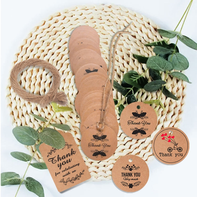 100pcs /Pack Kraft Paper Gift Tag With 20m Hemp Rope(L-01)