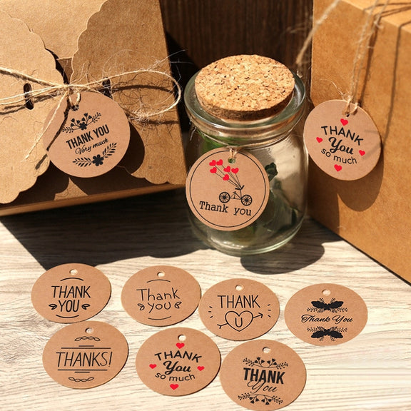 100pcs /Pack Kraft Paper Gift Tag With 20m Hemp Rope(L-01)