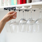2 PCS Living Room Kitchen Free Punch Goblet Wine Glass Hanging Rack(Black)
