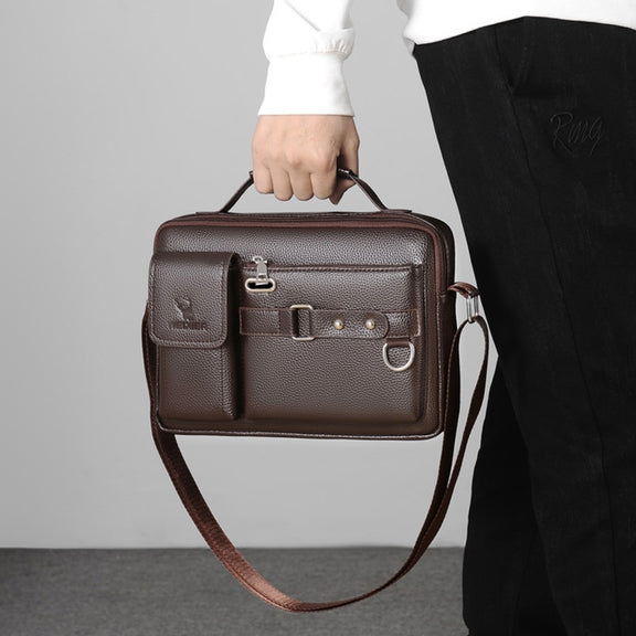 WEIXIER D235 Men Shoulder Bag Portable PU Leather Handbag(Brown)