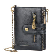 Baellerry  Short Wallet Double Zipper Tri-Fold Wallet For Men(Black)
