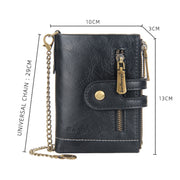 Baellerry  Short Wallet Double Zipper Tri-Fold Wallet For Men(Black)