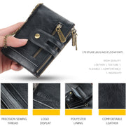 Baellerry  Short Wallet Double Zipper Tri-Fold Wallet For Men(Black)
