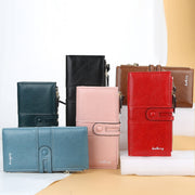 Baellerry  Ladies Long Large Capacity Buckle Zip Clutch Multi-Card Wallet(Red)