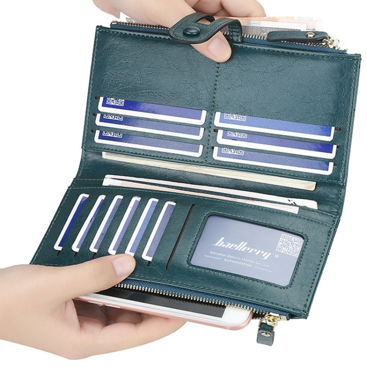 Baellerry  Ladies Long Large Capacity Buckle Zip Clutch Multi-Card Wallet(Red)