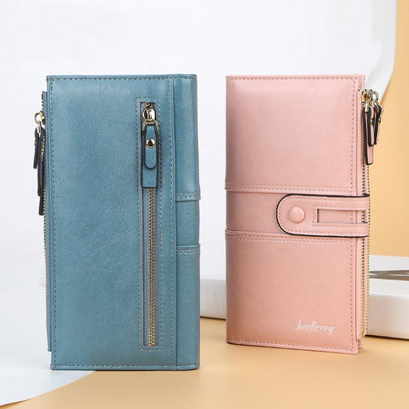 Baellerry  Ladies Long Large Capacity Buckle Zip Clutch Multi-Card Wallet(Red)