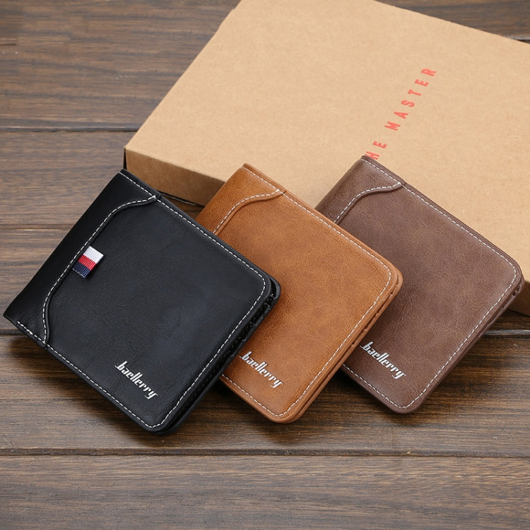Baellerry Short Wallet Tri-fold Horizontal Coin Purse For Men(Black)