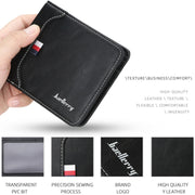 Baellerry Short Wallet Tri-fold Horizontal Coin Purse For Men(Black)