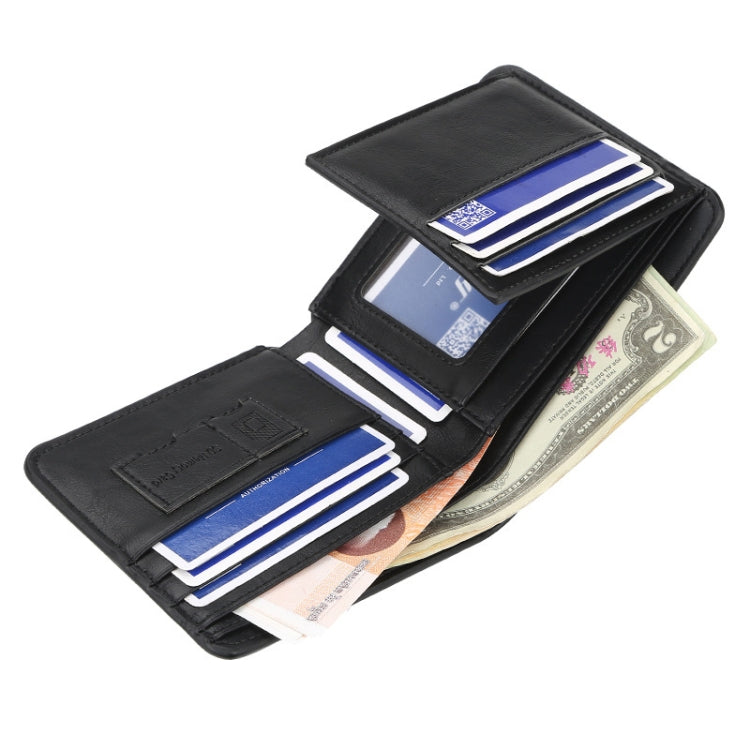 Baellerry Short Wallet Tri-fold Horizontal Coin Purse For Men(Black)