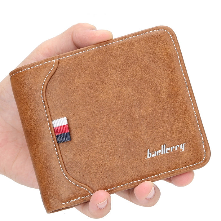 Baellerry Short Wallet Tri-fold Horizontal Coin Purse For Men(Black)