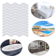 24pcs /Bag Wavy Shaped Safety Bathtub Non-Slip Sticker, Specification:  1.3 x 18cm(Transparent)
