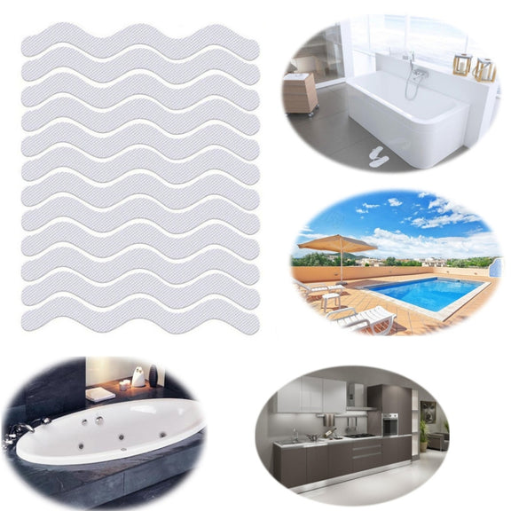 24pcs /Bag Wavy Shaped Safety Bathtub Non-Slip Sticker, Specification:  1.3 x 18cm(Transparent)