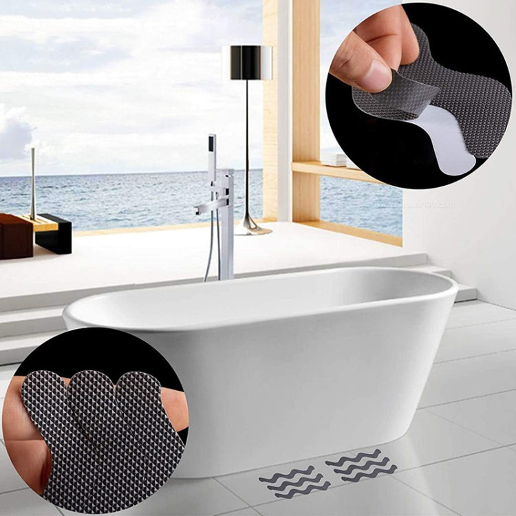 24pcs /Bag Wavy Shaped Safety Bathtub Non-Slip Sticker, Specification:  1.3 x 18cm(Black)