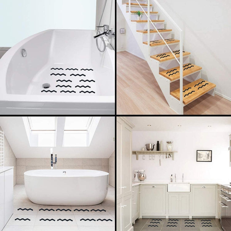 24pcs /Bag Wavy Shaped Gravel Pattern Bathtub Non-Slip Sticker, Specification: 1.3 x 18cm(Transparent)