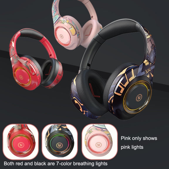 EL-A2 Gaming Ambient Light Folding Wireless Bluetooth Headset(Red)