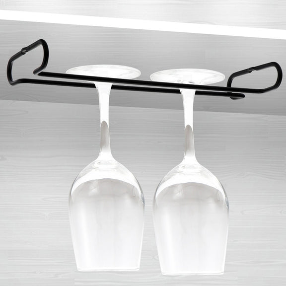 Simple Single-Row Red Wine Cup Inverted Rack(Dumb Black)