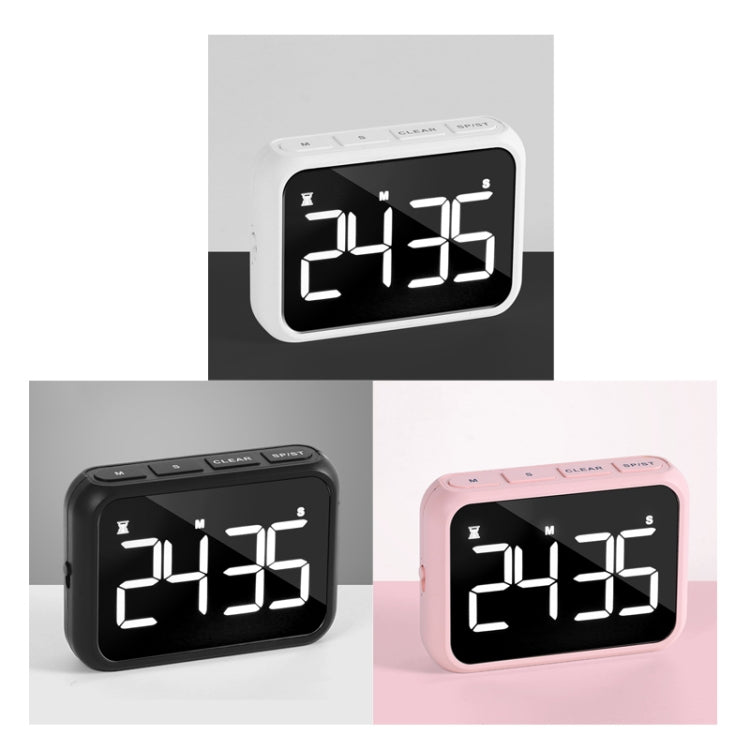 Rechargeable Large Screen LCD Electronic Timing Reminder Alarm Clock Kitchen Baking Timer(Black)