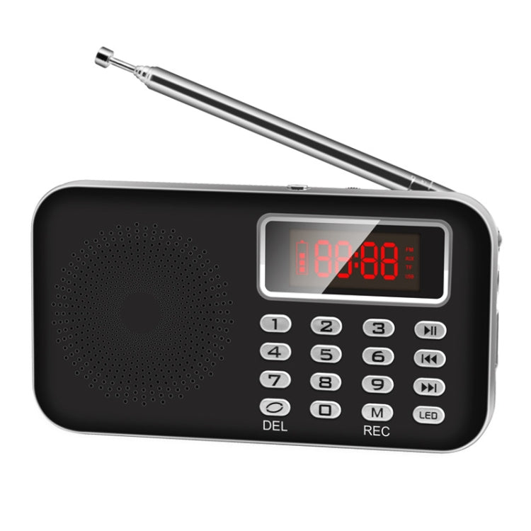 Y-619  FM/AM Mini Radio MP3 Rechargeable Music Player Support TF/SD Card with LED Display(Black)