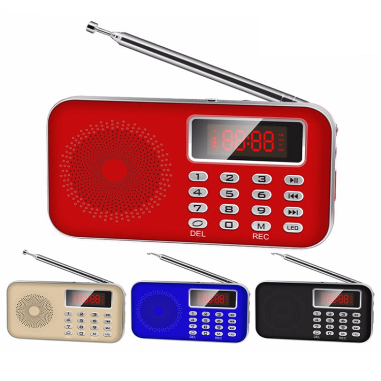 Y-619  FM/AM Mini Radio MP3 Rechargeable Music Player Support TF/SD Card with LED Display(Black)