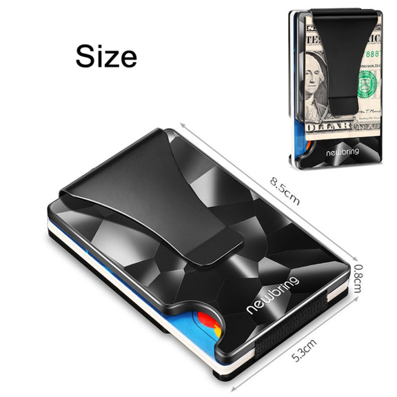 NEWBRING Large-capacity Multi-card Metal Anti-magnetic Card Holder(Geometric Pattern)