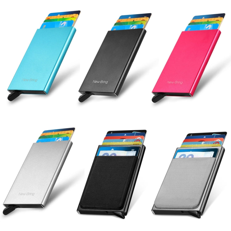 NEWBRING Metal Wallet Automatic Pop-up Anti-degaussing Card Holder, Colour: Black With Back Stickers