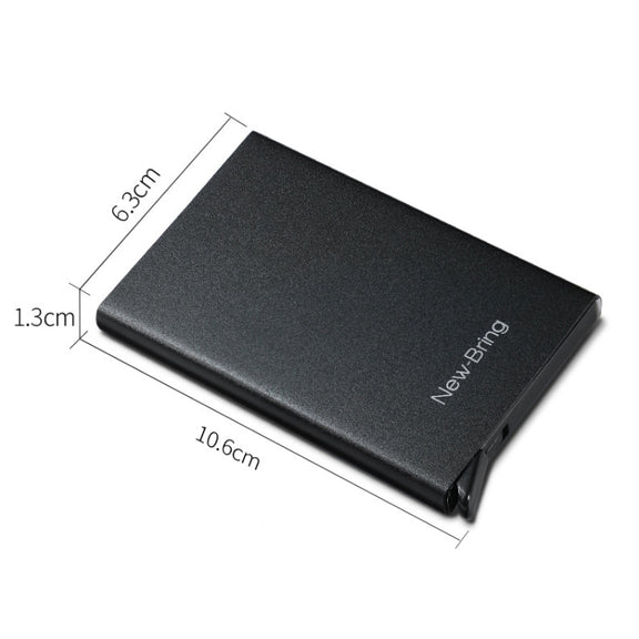 NEWBRING Metal Wallet Automatic Pop-up Anti-degaussing Card Holder, Colour: Gray With Back Stickers