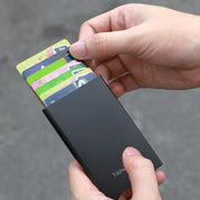 NEWBRING Metal Wallet Automatic Pop-up Anti-degaussing Card Holder, Colour: Gray With Back Stickers