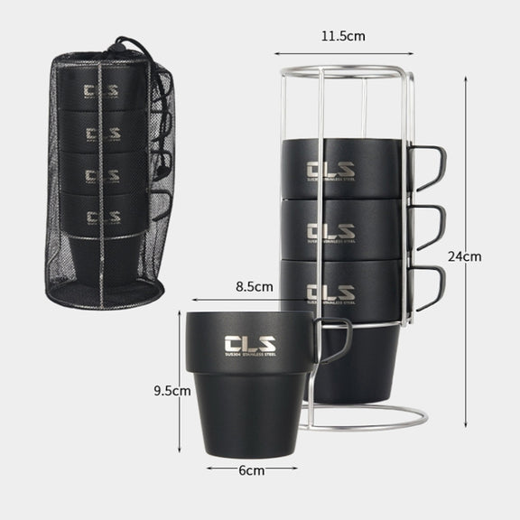 CLS 4 in 1 Outdoor 304 Stainless Steel Camping Cup(300ml)