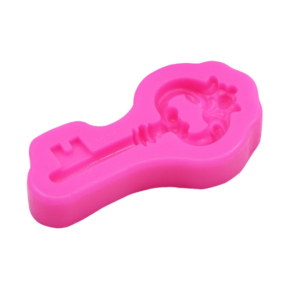 2 PCS Retro Key Fondant Cake Chocolate Silicone Mold(Pink)