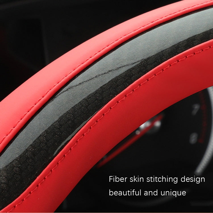 Leather Carbon Fiber Stitching Car Steering Wheel Set, Diameter: 38cm(Black D Shape)