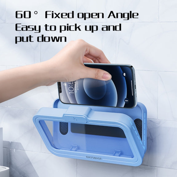 Oatsbasf  Bathroom Water-resistant Phone Case Holder Shower Phone Box Wall Mount Phone Holder(Blue)