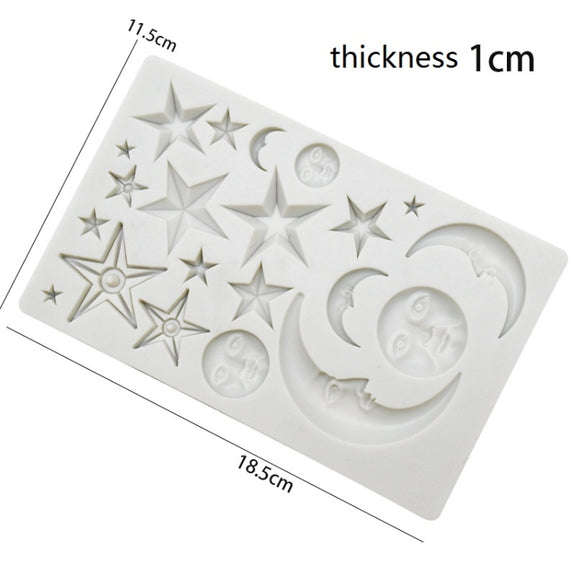 Star Moon Face Chocolate Clay DIY Silicone Mold(Gray)