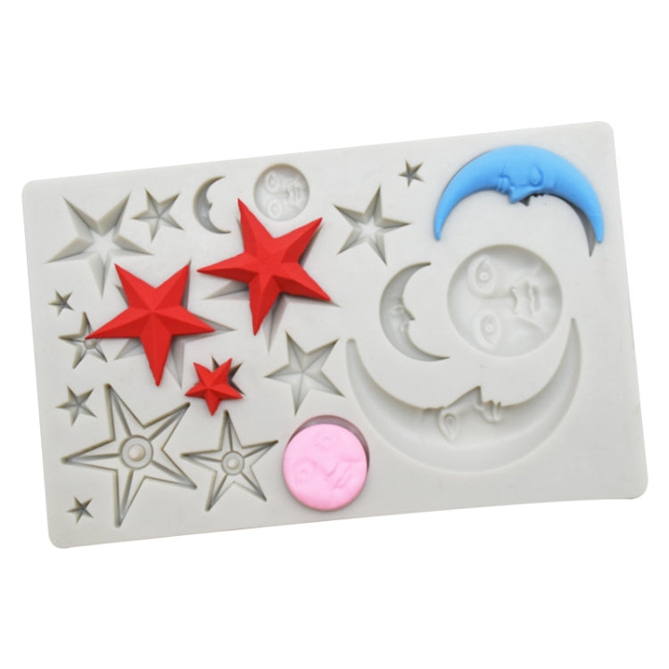 Star Moon Face Chocolate Clay DIY Silicone Mold(Gray)
