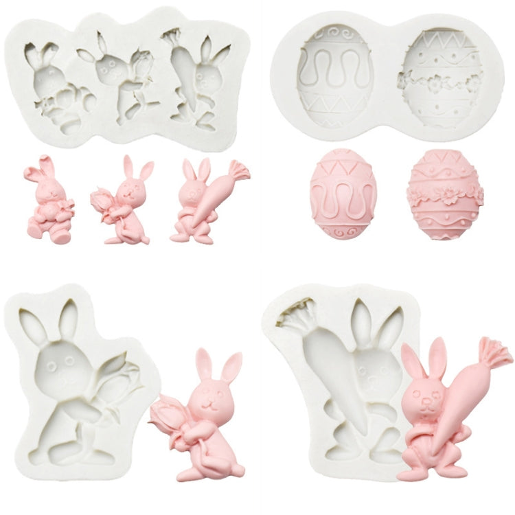 2 PCS Easter Bunny Egg Chocolate Baking Clay Silicone Mold, Specification: Double Egg
